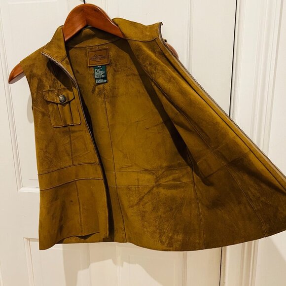 Vintage Suede LAUREN DRY GOODS SUPPLY COMPANY Sleeveless Vest Petite Medium - Picture 3 of 16